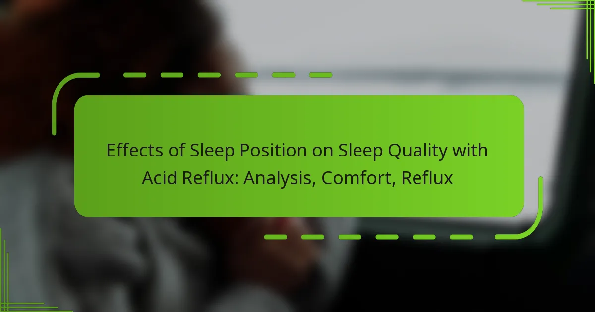 Effects of Sleep Position on Sleep Quality with Acid Reflux: Analysis, Comfort, Reflux